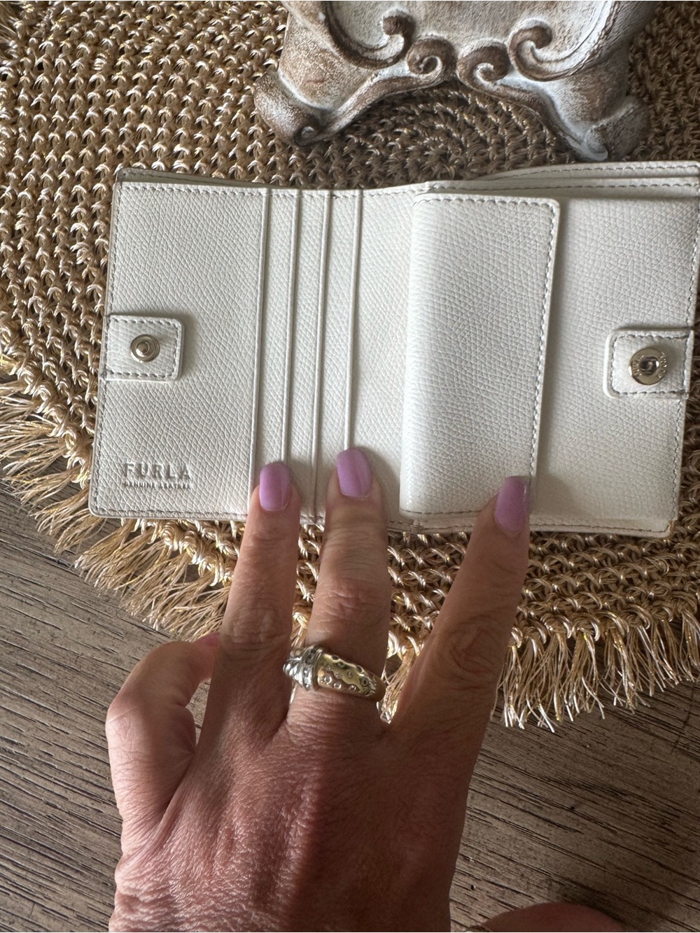 Furla Floral Print Leather Wallet - Cream/Pink - Picture 3 of 5
